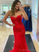 Red Tulle Appliques Sweet Heart Long Evening Prom Dresses, Custom Mermaid Prom Dresses, BGS0055