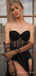 Sexy High Slit Black Strapless Long Evening Prom Dresses, Custom Prom Dress, BGS0081