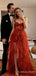 A-line Tulle High Slit Long Evening Prom Dresses, Custom Strapless Prom Dress, BGS0106