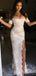 Off Shoulder Champagne Mermaid Long Evening Prom Dresses, Custom Prom Dress, BGS0119