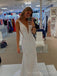 Simple White Sequin Deep V-neck Mermaid Long Evening Prom Dresses, Custom Prom Dress, BGS0180