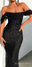Off Shoulder Black Sequins Mermaid Long Evening Prom Dresses, Custom Prom Dress, BGS0209