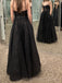 Sparkly A-line Black Spaghetti Straps Long Evening Prom Dresses, Custom Sweetheart Prom Dress, BGS0211