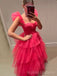 Hot Pink Tulle A-line Straps Long Evening Prom Dresses, Custom Prom Dress, BGS0218