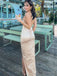 Elegant Satin Spaghetti Straps Long Mermaid Evening Prom Dresses, Custom Prom Dress, BGS0227