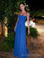 A-line Royal Blue Long Evening Prom Dresses, Custom Spaghetti Straps Prom Dresses, BGS0234