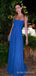 A-line Royal Blue Long Evening Prom Dresses, Custom Spaghetti Straps Prom Dresses, BGS0234