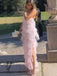 Sexy Tulle Halter Long Evening Prom Dresses, Custom Side Slit Prom Dresses, BGS0236