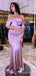 Mermaid Off Shoulder Satin Long Evening Prom Dresses, Custom Prom Dresses, BGS0238