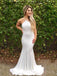 White Double FDY Mermaid Long Backless Evening Prom Dresses, Custom Prom Dresses, BGS0246