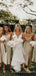 Champagne Soft Satin Spaghetti Straps Cowl Neck Tea-Length Long Bridesmaid Dresses, BN1007