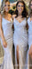 Spaghetti Straps Silver Sparkly Mermaid Long Mermaid Bridesmaid Dresses , BN1015