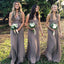 Sheath A-line Chiffon V-neck Long Bridesmaid Dresses , BN1018