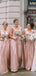 A-line Gold Sequin V-neck Long Bridesmaid Dresses , BN1067