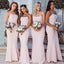 Mermaid Pink Strapless Long Bridesmaid Dresses , BN1096