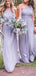 Simple One Shoulder Grey Chiffon A-line Long Custom Bridesmaid Dresses , BN1302