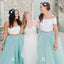 A-line Two Pieces Tulle Long Custom Bridesmaid Dresses , BN1307