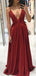 V Neck Fashion Sparkle Evening A-Line Long Prom Dresses, MR7006