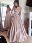 Off-Shoulder Satin Long Evening Prom Dresses, Cheap Sweet dresses, MR7016