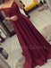 A-Line Off-Shoulder Satin Long Evening Prom Dresses, Cheap Sweet dresses, MR7017