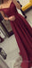 A-Line Off-Shoulder Satin Long Evening Prom Dresses, Cheap Sweet dresses, MR7017