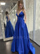 Sexy Backless V Neck Long Evening Prom Dresses,MR7028