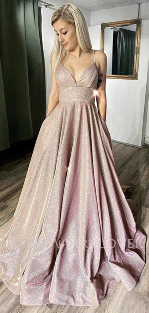 Sex Backless A-Line Sparkle Long Evening Prom Dresses, MR7062