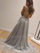 Sex V Neckline Sparkle A-Line Long Evening Prom Dresses, MR7064