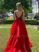 A-Line Red Long Evening Prom Dresses, Cheap Sweet Prom dresses, MR7072