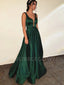 Sexy Deep V Neck A-Line Backless Long Evening Party Prom Dresses, Cheap Prom Dresses,MR7116