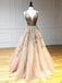 V Neck A-line Tulle Long Evening Prom Dresses, Evening Party Prom Dresses, MR7138