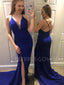 Deep V Neck Spaghetti Straps Mermaid Long Evening Prom Dresses, Cheap Custom Prom Dresses, MR7156