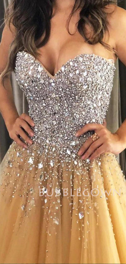 A Line Backless Beaded Long Evening Prom Dresses, Cheap Custom Prom Dresses, MR7164