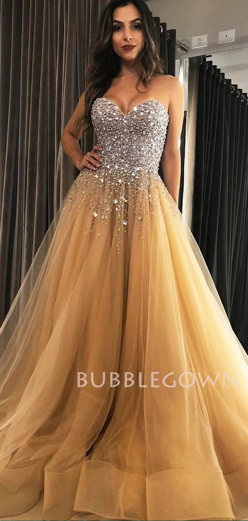 A Line Backless Beaded Long Evening Prom Dresses, Cheap Custom Prom Dresses, MR7164