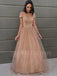 Off Shoulder A-Line Lace Long Evening Prom Dresses, Cheap Tulle Sweet Prom Dresses, MR7191