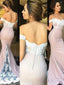 Sexy Off Shoulder Mermaid Dusty Pink Long Evening Prom Dresses, MR7203