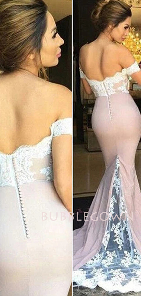 Sexy Off Shoulder Mermaid Dusty Pink Long Evening Prom Dresses, MR7203