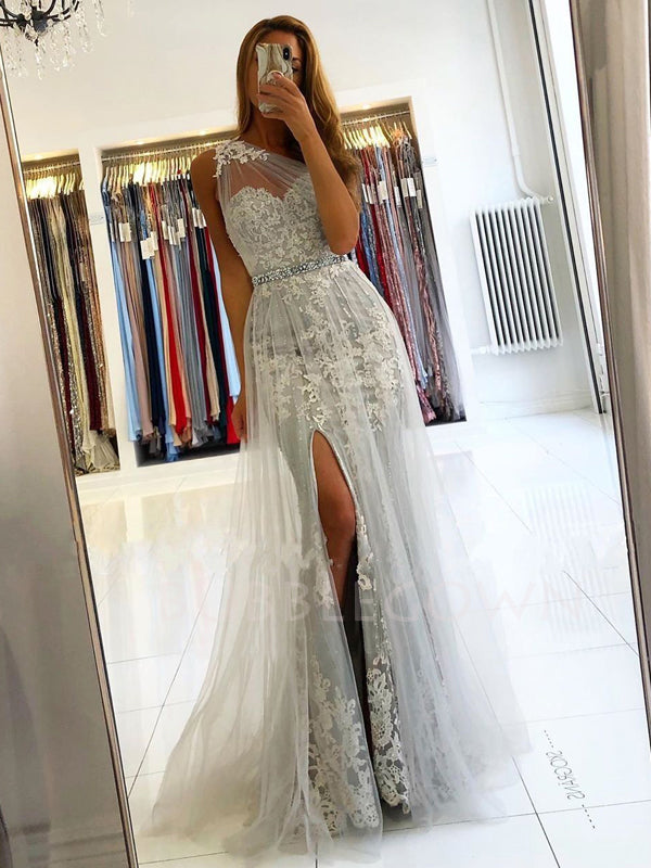 Sexy Mermaid One Shoulder Lace Long Evening Prom Dresses, MR7239