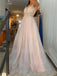 Sexy See Throuth V Neck A-line Tulle Long Evening Prom Dresses, Evening Party Prom Dresses, MR7267