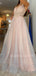 Sexy See Throuth V Neck A-line Tulle Long Evening Prom Dresses, Evening Party Prom Dresses, MR7267