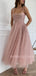 Spaghetti Straps Pink Sharkly Long Evening Prom Dresses, Cheap Custom Homecoming Dresses, MR7287