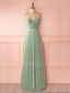 Green Simple Backless Chiffon Cheap Long Evening Prom Dresses, MR7291