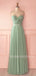 Green Simple Backless Chiffon Cheap Long Evening Prom Dresses, MR7291