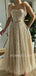 Golden Sequin A-Line Long Sparkly Evening Prom Dresses, Cheap Custom Homecoming Dresses, MR7307