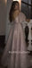 Off Shoulder A-Line Pink Backless Sparkly Side Slit Long Evening Prom Dresses, MR7324