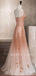 Beaded Straps Tulle A-Line Spaghetti Straps Long Evening Prom Dresses, MR7346