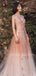 Beaded Straps Tulle A-Line Spaghetti Straps Long Evening Prom Dresses, MR7346