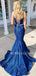 Two Pieces Dark Blue Sparkly Mermaid Long Evening Prom Dresses, Cheap Custom Prom Dress, MR7379