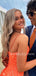 Orange Spaghetti Straps Mermaid Beaded Long Evening Prom Dresses, MR7450