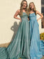 A-Line Spaghetti Straps Sparkly Backless Long Evening Prom Dresses, Cheap Custom Prom Dress, MR7491